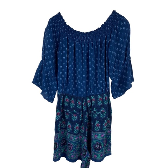Anthropologie Ett Twa Romper Size XS One Piece Shorts Top Blue Floral Kaleo - Picture 12 of 16